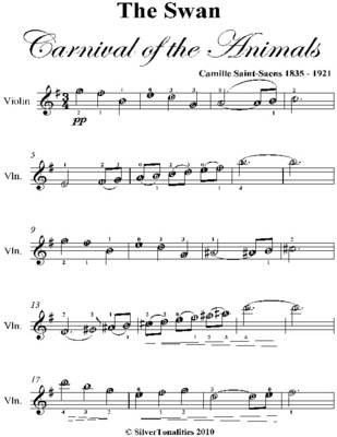 Book cover for Swan Carnival of the Animals Easy Violin Sheet Music