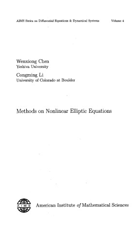 Book cover for Methods on Nonlinear Elliptic Equations