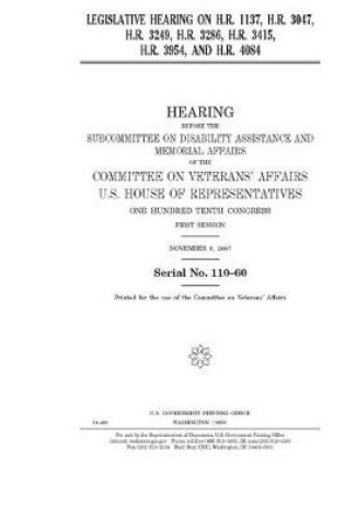 Cover of Legislative hearing on H.R. 1137, H.R. 3047, H.R. 3249, H.R. 3286, H.R. 3415, H.R. 3954, and H.R. 4084
