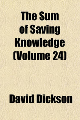 Book cover for The Sum of Saving Knowledge (Volume 24)