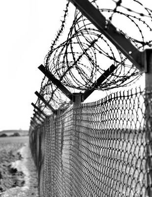 Book cover for Jumbo Oversized Black and White Razor Wire Prison Fence