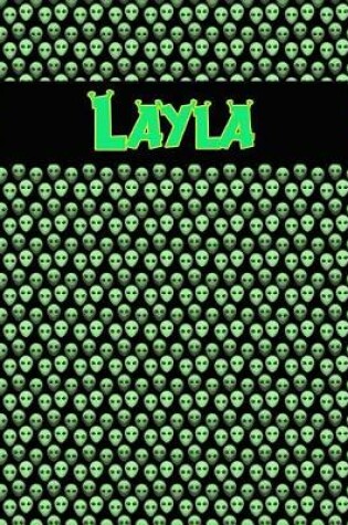 Cover of 120 Page Handwriting Practice Book with Green Alien Cover Layla