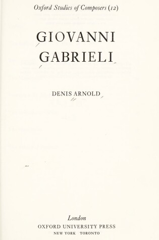 Cover of Giovanni Gabrieli