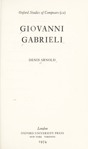 Book cover for Giovanni Gabrieli