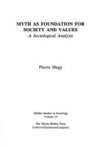 Cover of Myth as Foundation for Society and Values