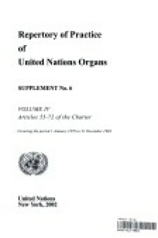 Cover of Repertory of Practice of United Nations Organs