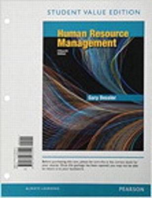 Book cover for Human Resource Management, Student Value Edition Plus Mylab Management with Pearson Etext -- Access Card Package