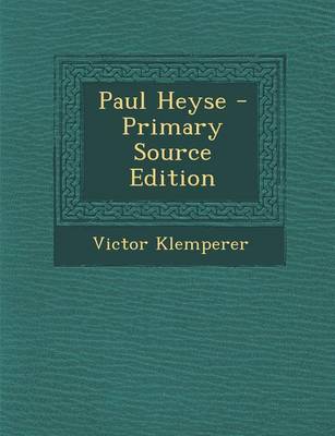 Book cover for Paul Heyse - Primary Source Edition