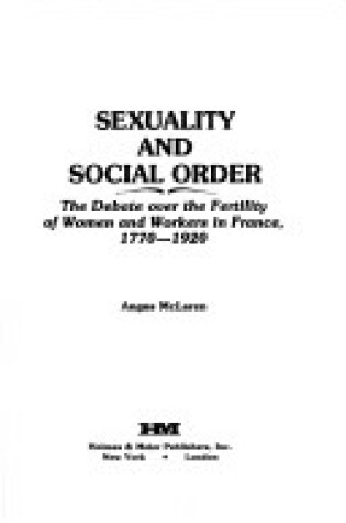 Cover of Sexuality and Social Order