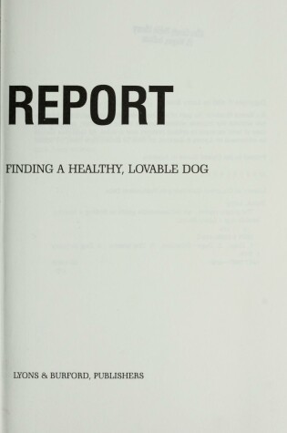 Cover of Puppy Report