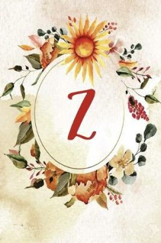 Cover of Notebook 6"x9", Letter Z, Orange Green Floral Design