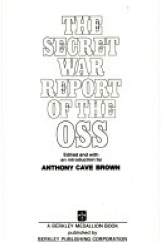 Cover of SEC War Report O S S