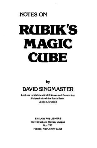 Book cover for Notes on Rubik's Magic Cube