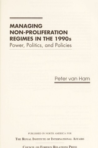 Cover of Managing Non-Proliferation Regimes in the 1990s