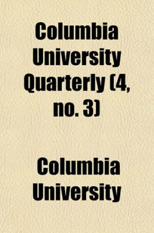 Cover of Columbia University Quarterly