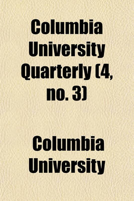 Book cover for Columbia University Quarterly