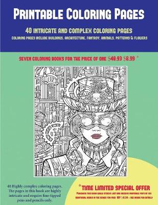 Book cover for Printable Coloring Pages (40 Complex and Intricate Coloring Pages)