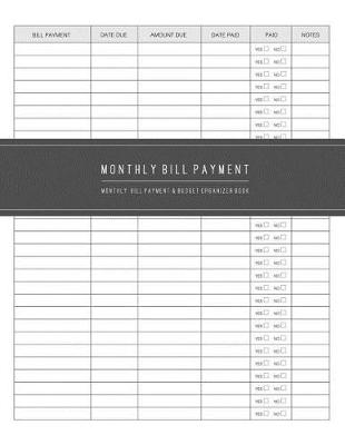 Book cover for Monthly Bill Payment & Organizer