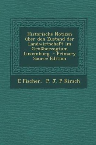 Cover of Historische Notizen Uber Den Zustand Der Landwirtschaft Im Grossherzogtum Luxemburg. - Primary Source Edition