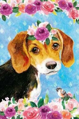 Cover of Bullet Journal Notebook for Dog Lovers Beagle Puppy in Flowers 4