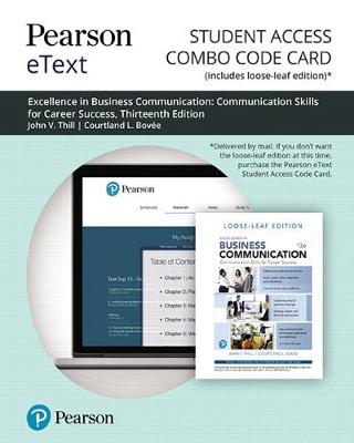 Book cover for Pearson Etext for Excellence in Business Communication -- Combo Access Card