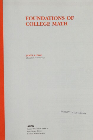 Cover of Fndtn Coll Math