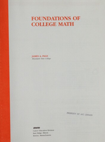 Book cover for Fndtn Coll Math