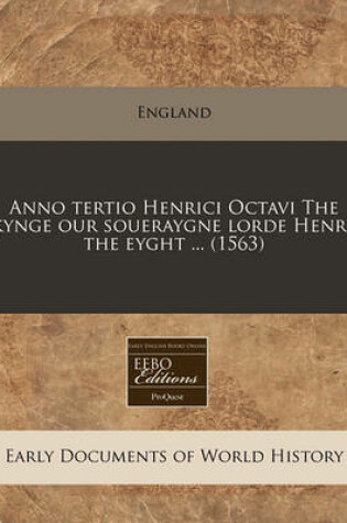 Cover of Anno Tertio Henrici Octavi the Kynge Our Soueraygne Lorde Henry the Eyght ... (1563)