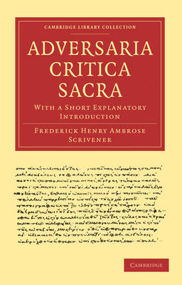 Cover of Adversaria Critica Sacra