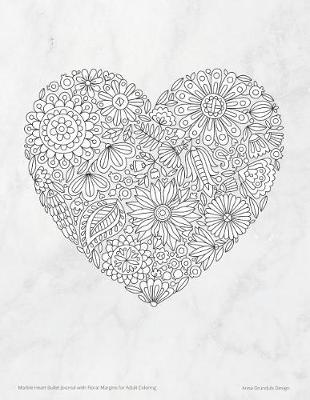 Book cover for Marble Heart Bullet Journal with Floral Margins for Adult Coloring