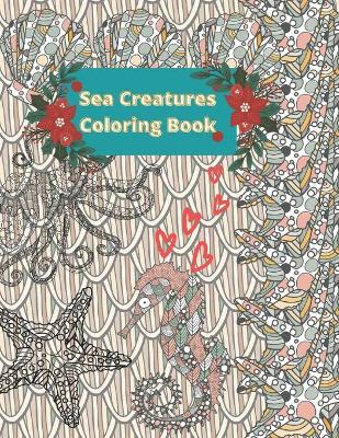 Book cover for sea creatures coloring book