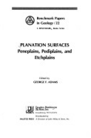 Cover of Planation Surfaces