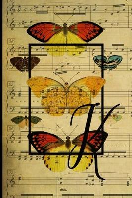 Book cover for Letter "K" - Monogram Butterfly Music Journal - Blank Score Sheets