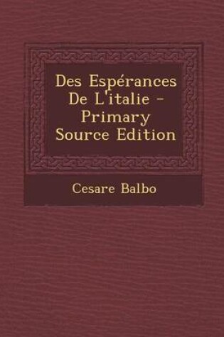 Cover of Des Esperances de L'Italie