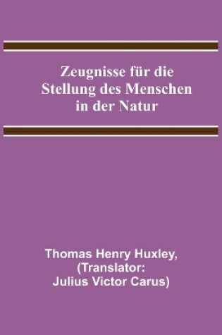 Cover of Zeugnisse für die Stellung des Menschen in der Natur