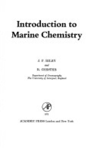 Cover of Introduction to Marine Chemistry