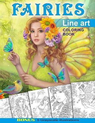 Book cover for Fairies. Line Art Coloring Book