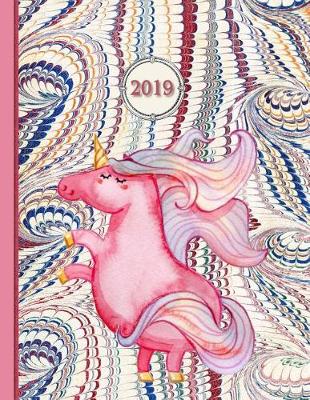 Book cover for 2019 Planner; Pink Unicorn