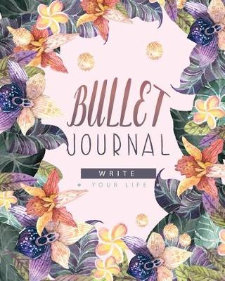 Book cover for Bullet Journal and Quarterly Planner with Blank Yearly & Monthly Calendar Has Habit Tracker, Size 8x10 150 Page 120 Dot Grid & 15 Lined Pages, Blue Violet Flora in Tropical Rain Forest