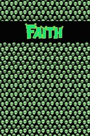 Cover of 120 Page Handwriting Practice Book with Green Alien Cover Faith