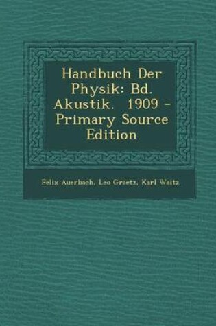 Cover of Handbuch Der Physik