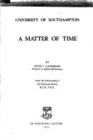 Cover of Matter of Time