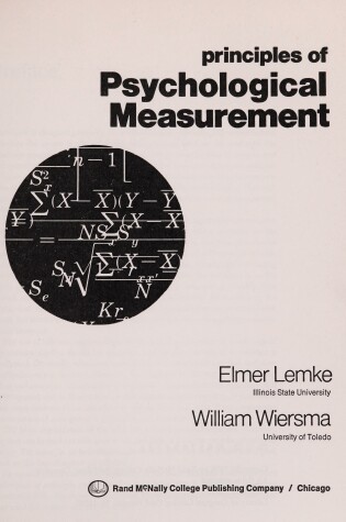 Cover of Principles of Psychological Measurement