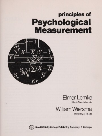 Book cover for Principles of Psychological Measurement