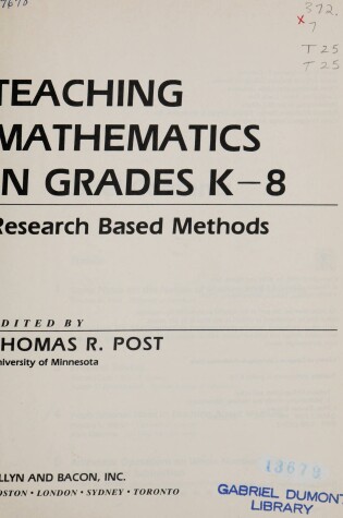 Cover of Teaching Mathematics in Grades K-8