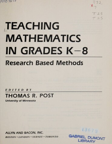 Book cover for Teaching Mathematics in Grades K-8