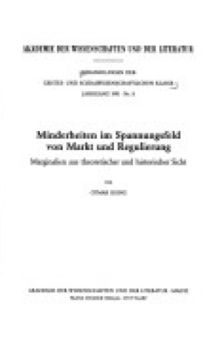 Cover of Minderheiten Im Spannungsfeld Von Markt Und Regulierung