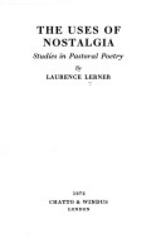 Cover of The Uses of Nostalgia