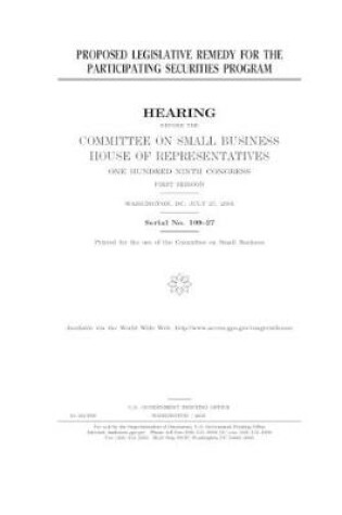 Cover of Proposed legislative remedy for the participating securities program