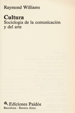 Cover of Sociologia de La Cultura